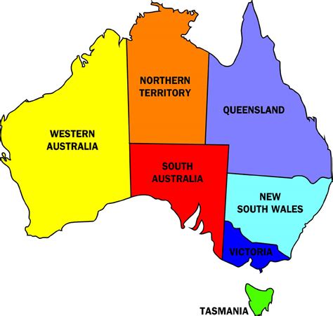 Map of Australia with the States